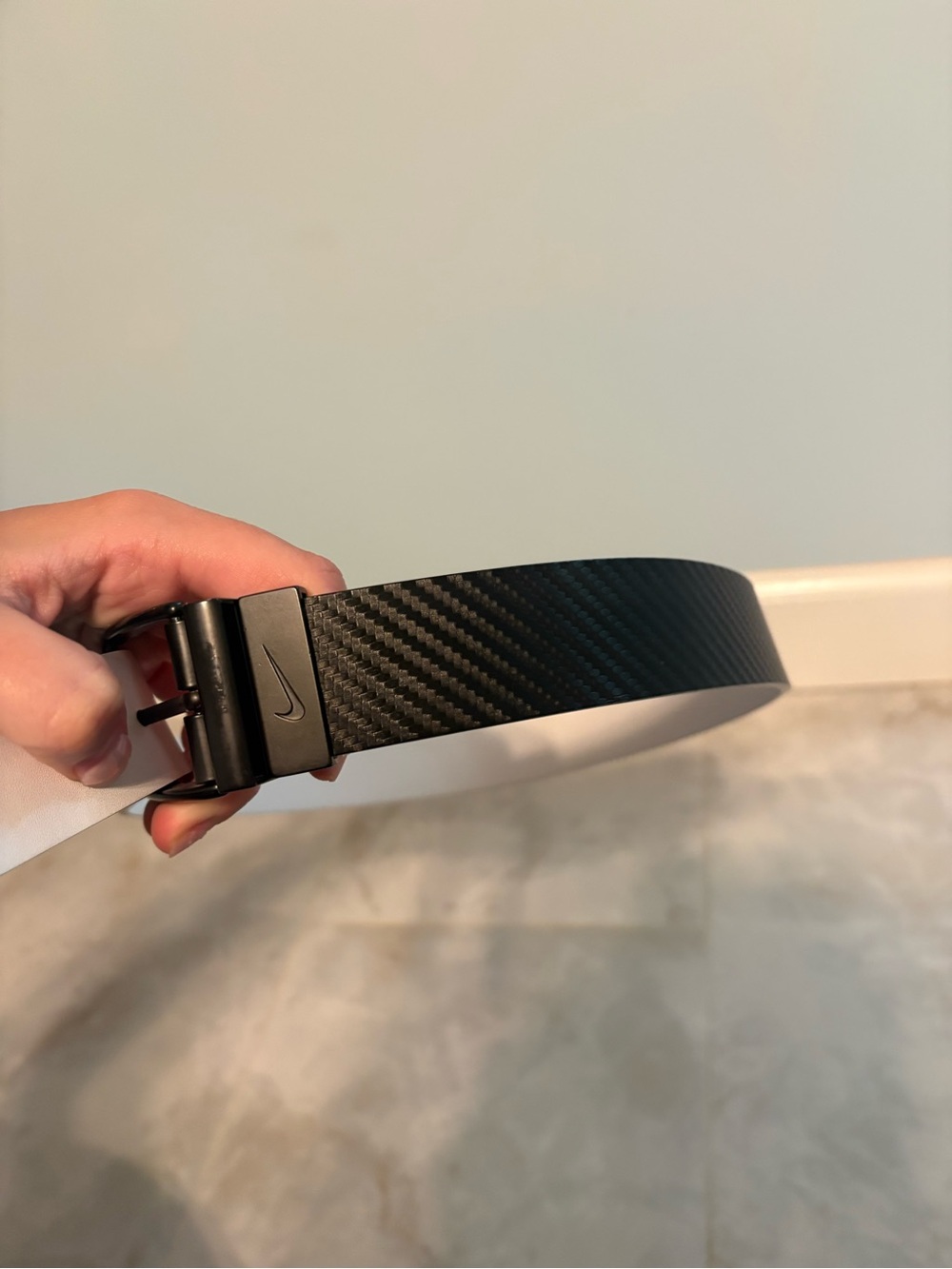 Nike Black Carbon-Pattern Casual Belt